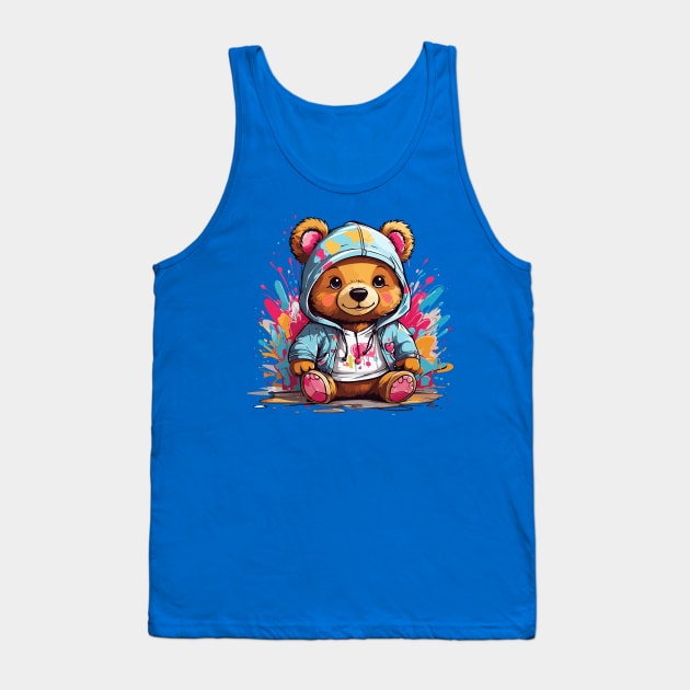 Cute Baby Bear Chibi Style Color Splash Design Tank Top by TF Brands